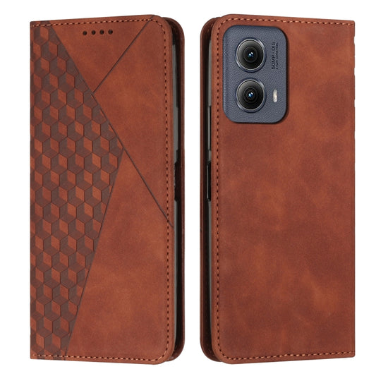 For Motorola Edge 2024 Diamond Splicing Skin Feel Magnetic Leather Phone Case(Brown) by buy2fix