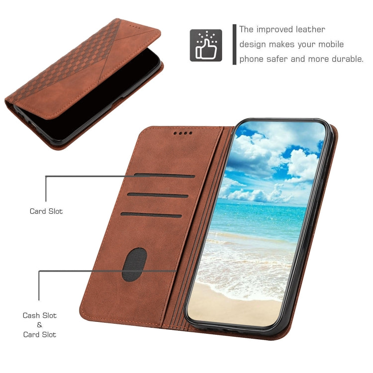 For Motorola Edge 2024 Diamond Splicing Skin Feel Magnetic Leather Phone Case(Brown) by buy2fix