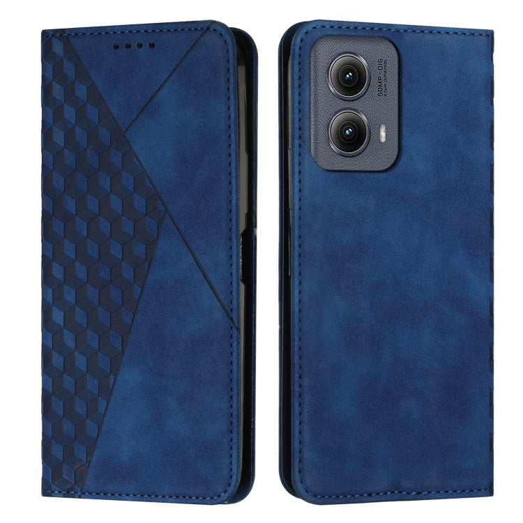 For Motorola Edge 2024 Diamond Splicing Skin Feel Magnetic Leather Phone Case(Blue) - Motorola Cases by buy2fix | Online Shopping UK | buy2fix