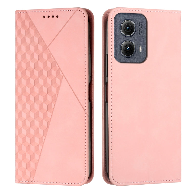 For Motorola Edge 2024 Diamond Splicing Skin Feel Magnetic Leather Phone Case(Rose Gold) - Motorola Cases by buy2fix | Online Shopping UK | buy2fix