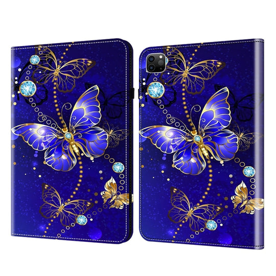 For iPad Air 13 2024 / Pro 12.9 2022 Crystal Texture Painted Leather Tablet Case(Diamond Butterflies)