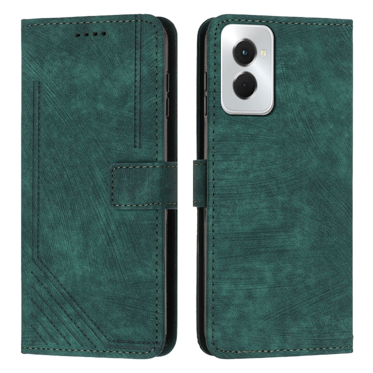 For Motorola Moto G Power 5G 2024 Skin Feel Stripe Pattern Leather Phone Case with Lanyard(Green) - Motorola Cases by buy2fix | Online Shopping UK | buy2fix