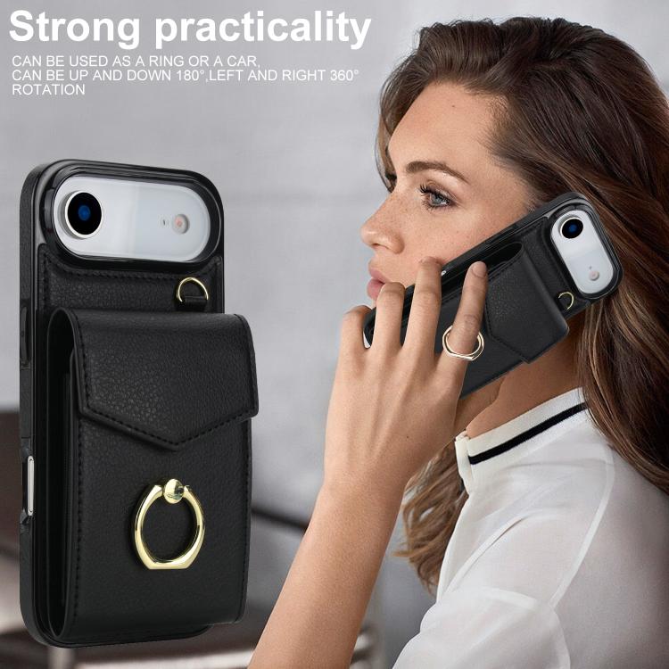 For iPhone Air Ring Holder RFID Card Slot Phone Case(Black) - iPhone Air Cases by buy2fix | Online Shopping UK | buy2fix