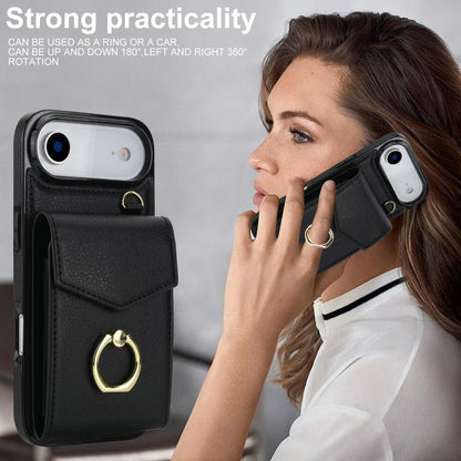 For iPhone Air Ring Holder RFID Card Slot Phone Case(Black) - iPhone Air Cases by buy2fix | Online Shopping UK | buy2fix