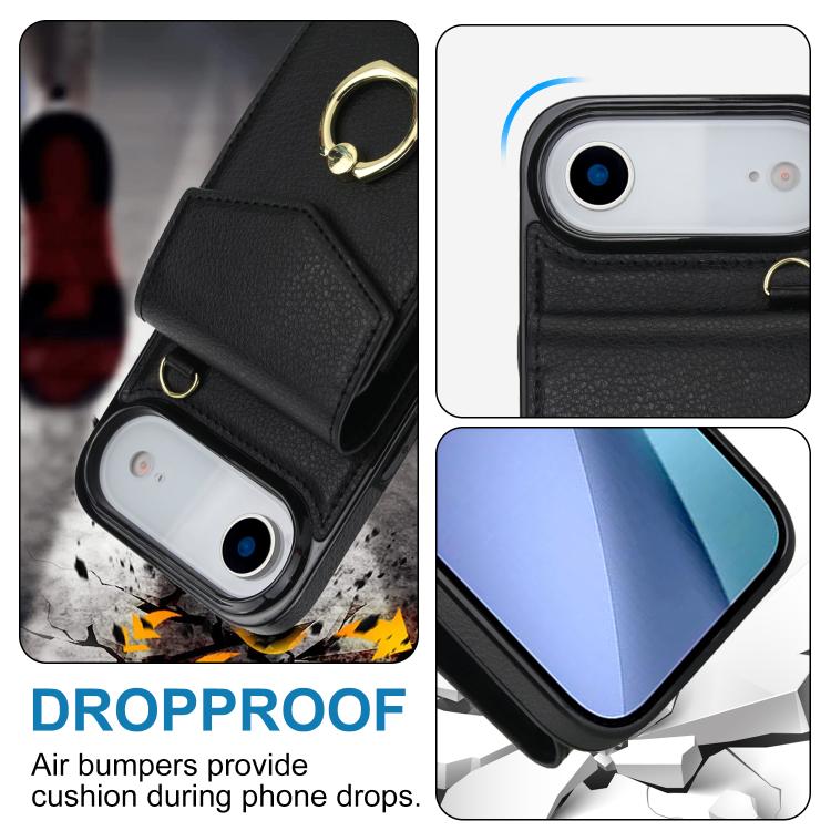 For iPhone Air Ring Holder RFID Card Slot Phone Case(Black) - iPhone Air Cases by buy2fix | Online Shopping UK | buy2fix