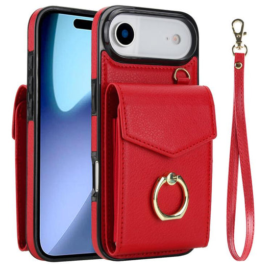 For iPhone Air Ring Holder RFID Card Slot Phone Case(Red) - iPhone Air Cases by buy2fix | Online Shopping UK | buy2fix