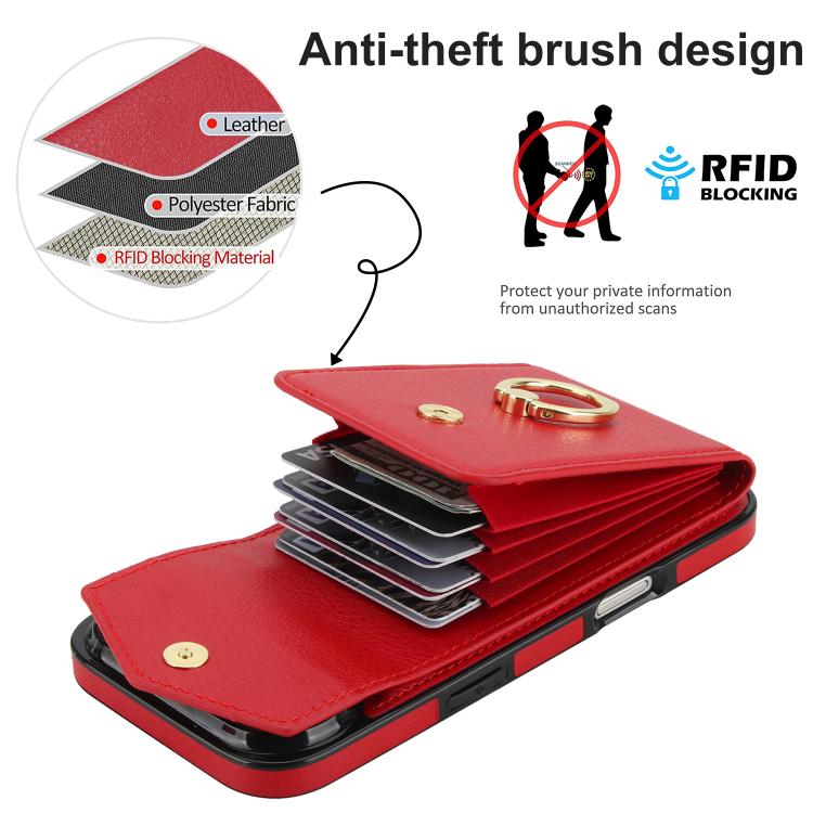 For iPhone Air Ring Holder RFID Card Slot Phone Case(Red) - iPhone Air Cases by buy2fix | Online Shopping UK | buy2fix