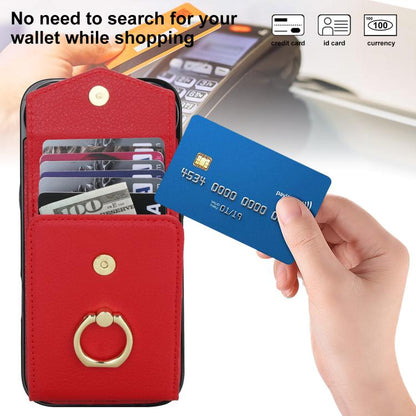 For iPhone Air Ring Holder RFID Card Slot Phone Case(Red) - iPhone Air Cases by buy2fix | Online Shopping UK | buy2fix