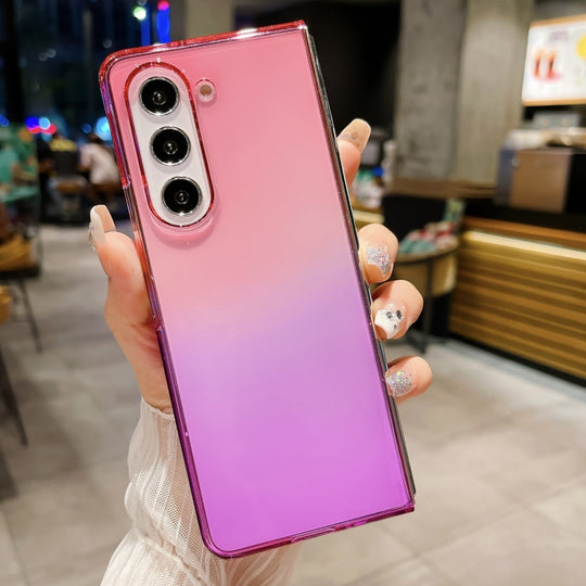For Samsung Galaxy Z Fold5 Two Color Gradient Translucent Phone Case(Red+Purple)
