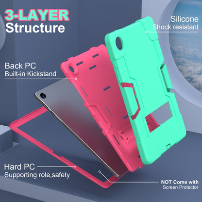 For Samsung Galaxy Tab A9+ Contrast Color Silicone PC Tablet Case with Holder(Mint Green + Rose Red) - Galaxy Tab A9+ by buy2fix | Online Shopping UK | buy2fix