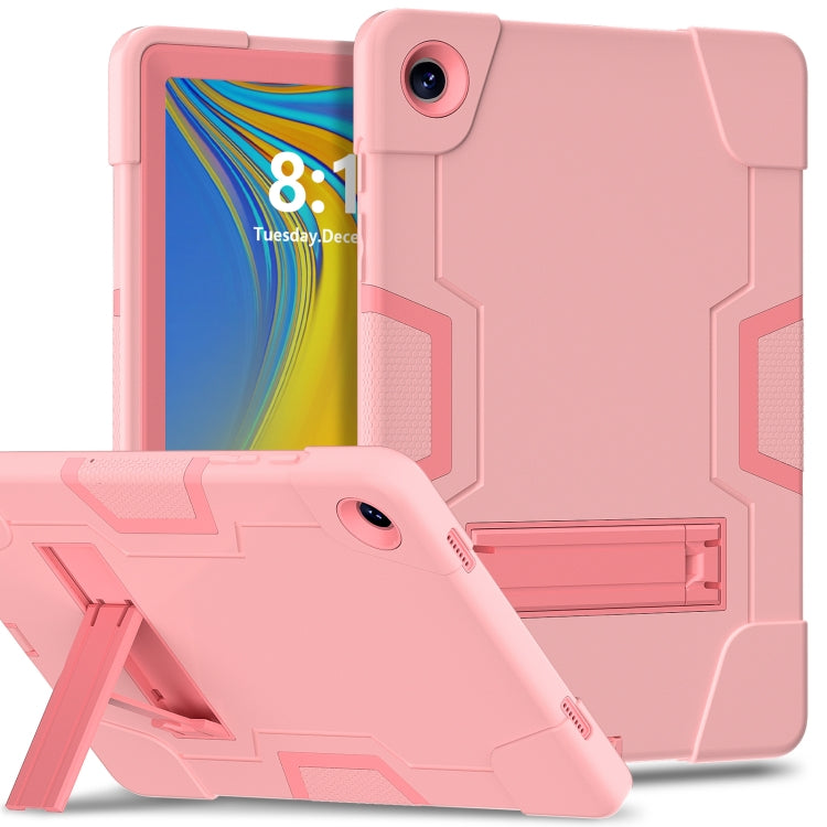 For Samsung Galaxy Tab A9+ Contrast Color Silicone PC Tablet Case with Holder(Rose Gold) - Galaxy Tab A9+ by buy2fix | Online Shopping UK | buy2fix