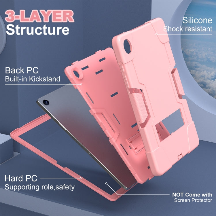 For Samsung Galaxy Tab A9+ Contrast Color Silicone PC Tablet Case with Holder(Rose Gold) - Galaxy Tab A9+ by buy2fix | Online Shopping UK | buy2fix