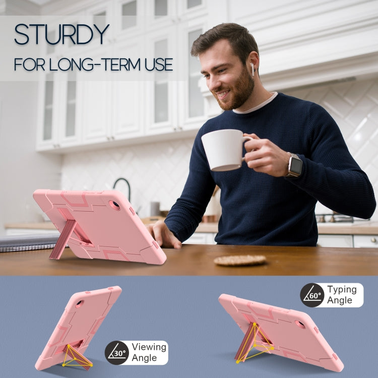 For Samsung Galaxy Tab A9+ Contrast Color Silicone PC Tablet Case with Holder(Rose Gold) - Galaxy Tab A9+ by buy2fix | Online Shopping UK | buy2fix