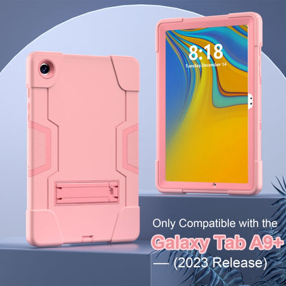 For Samsung Galaxy Tab A9+ Contrast Color Silicone PC Tablet Case with Holder(Rose Gold) - Galaxy Tab A9+ by buy2fix | Online Shopping UK | buy2fix