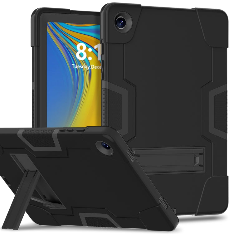 For Samsung Galaxy Tab A9+ Contrast Color Silicone PC Tablet Case with Holder(Black) - Galaxy Tab A9+ by buy2fix | Online Shopping UK | buy2fix