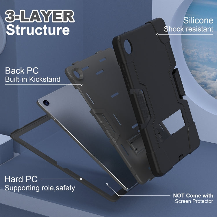 For Samsung Galaxy Tab A9+ Contrast Color Silicone PC Tablet Case with Holder(Black) - Galaxy Tab A9+ by buy2fix | Online Shopping UK | buy2fix