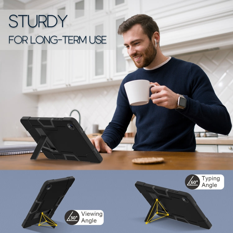 For Samsung Galaxy Tab A9+ Contrast Color Silicone PC Tablet Case with Holder(Black) - Galaxy Tab A9+ by buy2fix | Online Shopping UK | buy2fix