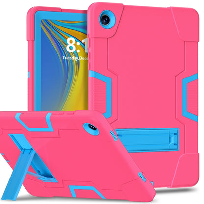 For Samsung Galaxy Tab A9+ Contrast Color Silicone PC Tablet Case with Holder(Rose Red + Blue) - Galaxy Tab A9+ by buy2fix | Online Shopping UK | buy2fix