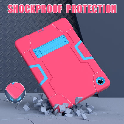 For Samsung Galaxy Tab A9+ Contrast Color Silicone PC Tablet Case with Holder(Rose Red + Blue) - Galaxy Tab A9+ by buy2fix | Online Shopping UK | buy2fix