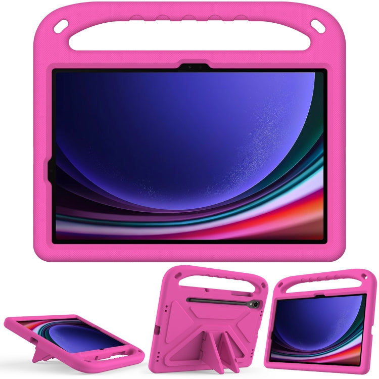 For Samsung Galaxy Tab S9 Handle EVA Shockproof Tablet Case with Holder(Rose Red) - Galaxy Tab S9 Cases by buy2fix | Online Shopping UK | buy2fix