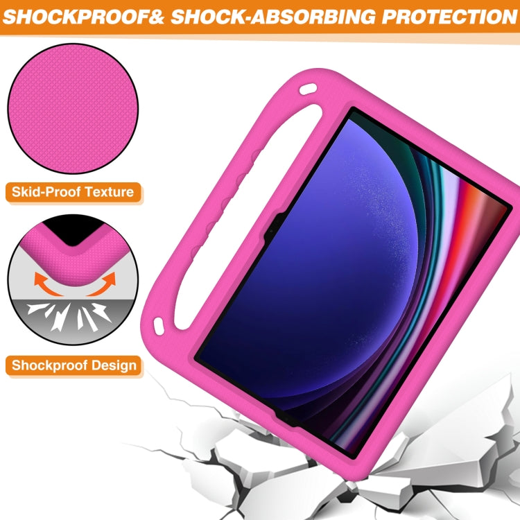 For Samsung Galaxy Tab S9 Handle EVA Shockproof Tablet Case with Holder(Rose Red) - Galaxy Tab S9 Cases by buy2fix | Online Shopping UK | buy2fix