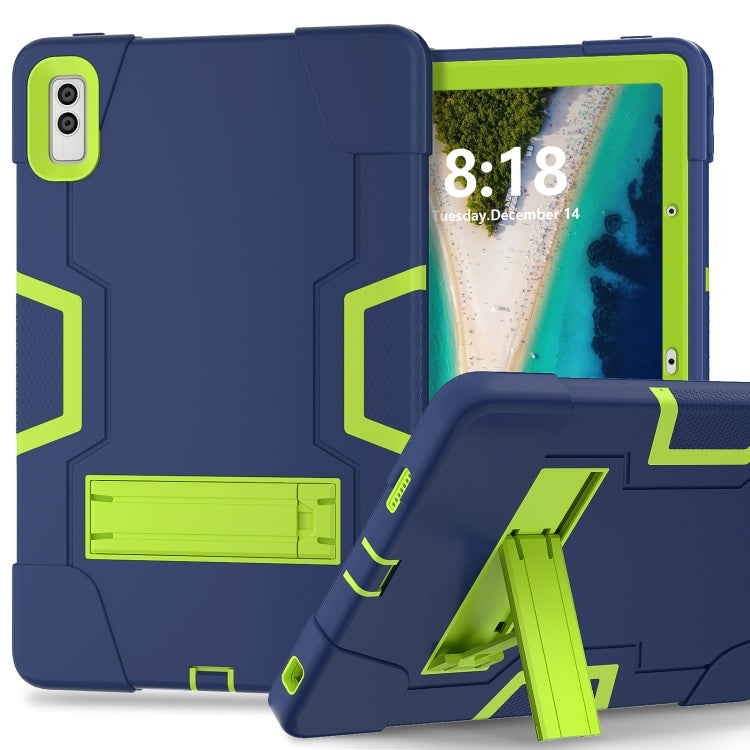 For Lenovo Tab M10 5G 10.6 inch Contrast Color Silicone PC Tablete Case with Holder(Navy Blue + Green) - Lenovo by buy2fix | Online Shopping UK | buy2fix