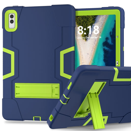 For Lenovo Tab M10 5G 10.6 inch Contrast Color Silicone PC Tablete Case with Holder(Navy Blue + Green) - Lenovo by buy2fix | Online Shopping UK | buy2fix