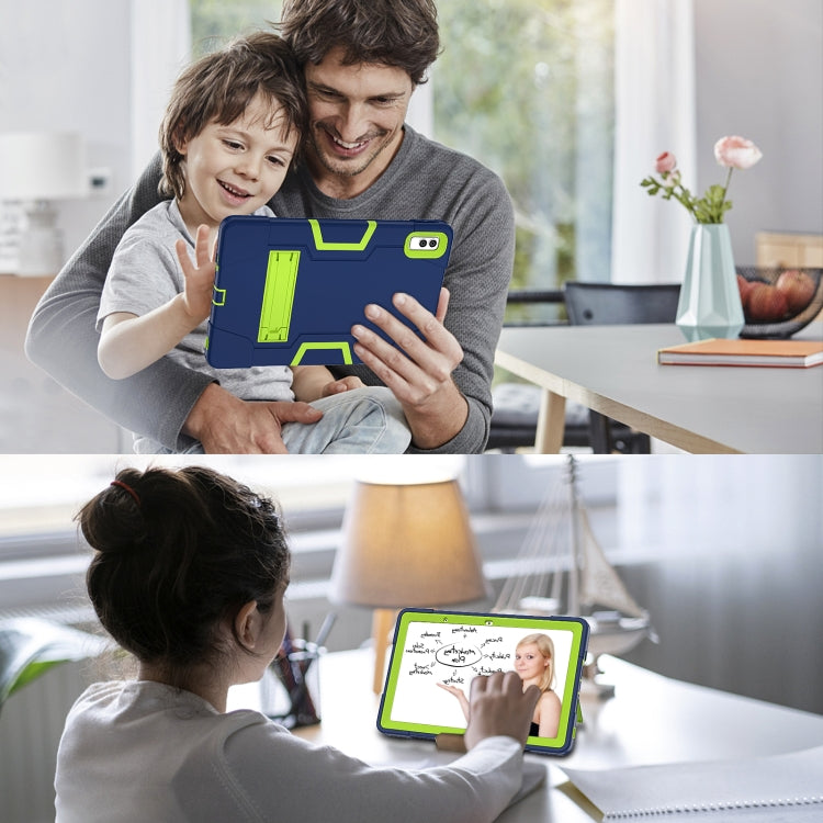 For Lenovo Tab M10 5G 10.6 inch Contrast Color Silicone PC Tablete Case with Holder(Navy Blue + Green) - Lenovo by buy2fix | Online Shopping UK | buy2fix