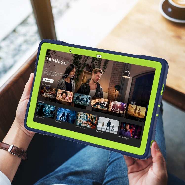 For Lenovo Tab M10 5G 10.6 inch Contrast Color Silicone PC Tablete Case with Holder(Navy Blue + Green) - Lenovo by buy2fix | Online Shopping UK | buy2fix