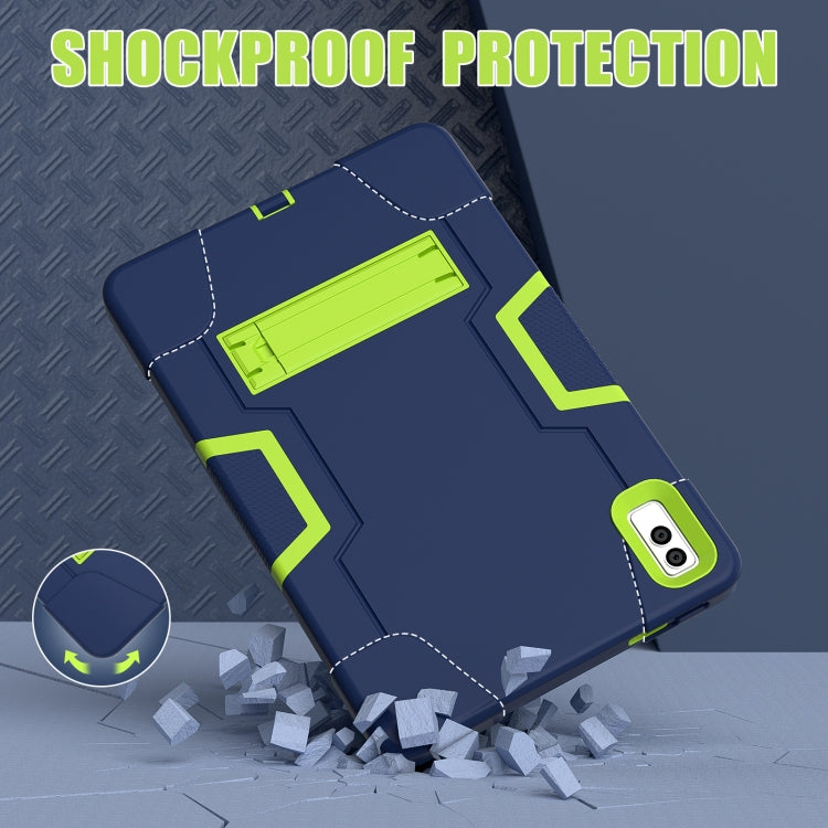 For Lenovo Tab M10 5G 10.6 inch Contrast Color Silicone PC Tablete Case with Holder(Navy Blue + Green) - Lenovo by buy2fix | Online Shopping UK | buy2fix