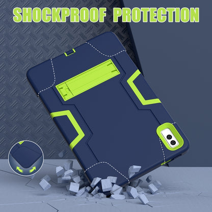 For Lenovo Tab M10 5G 10.6 inch Contrast Color Silicone PC Tablete Case with Holder(Navy Blue + Green) - Lenovo by buy2fix | Online Shopping UK | buy2fix