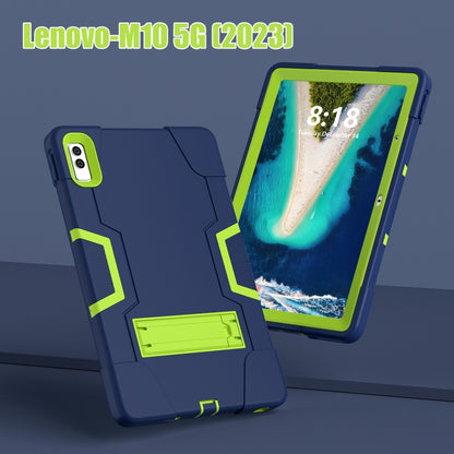For Lenovo Tab M10 5G 10.6 inch Contrast Color Silicone PC Tablete Case with Holder(Navy Blue + Green) - Lenovo by buy2fix | Online Shopping UK | buy2fix