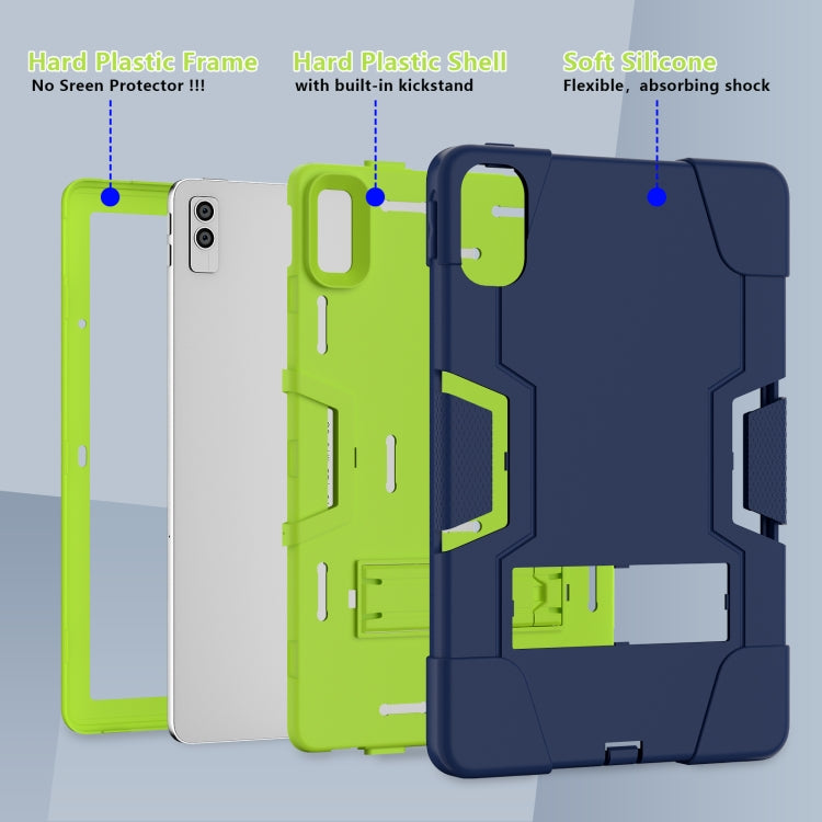 For Lenovo Tab M10 5G 10.6 inch Contrast Color Silicone PC Tablete Case with Holder(Navy Blue + Green) - Lenovo by buy2fix | Online Shopping UK | buy2fix