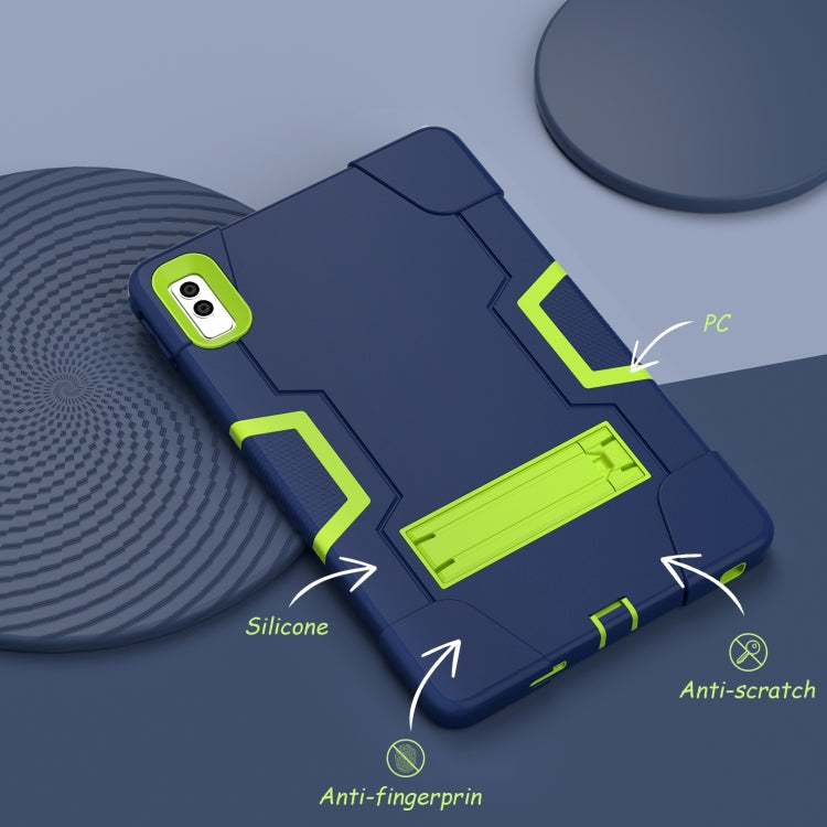 For Lenovo Tab M10 5G 10.6 inch Contrast Color Silicone PC Tablete Case with Holder(Navy Blue + Green) - Lenovo by buy2fix | Online Shopping UK | buy2fix