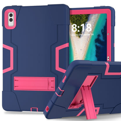 For Lenovo Tab M10 5G 10.6 inch Contrast Color Silicone PC Tablete Case with Holder(Navy Blue + Rose Red) - Lenovo by buy2fix | Online Shopping UK | buy2fix
