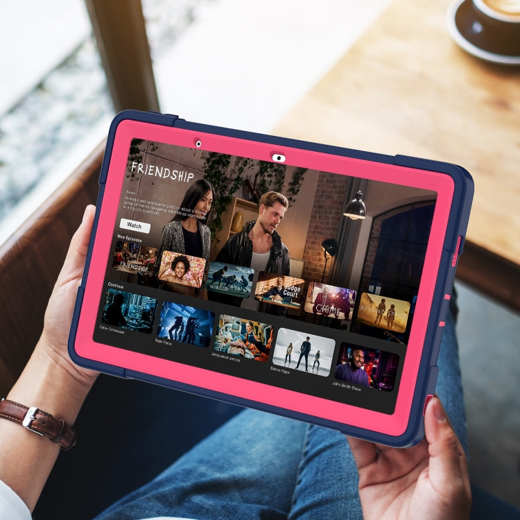 For Lenovo Tab M10 5G 10.6 inch Contrast Color Silicone PC Tablete Case with Holder(Navy Blue + Rose Red) - Lenovo by buy2fix | Online Shopping UK | buy2fix