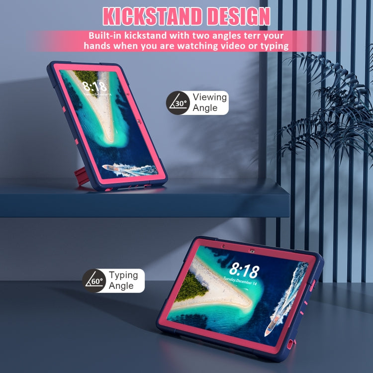 For Lenovo Tab M10 5G 10.6 inch Contrast Color Silicone PC Tablete Case with Holder(Navy Blue + Rose Red) - Lenovo by buy2fix | Online Shopping UK | buy2fix