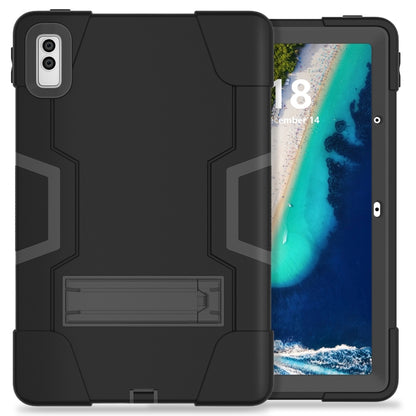 For Lenovo Tab M10 5G 10.6 inch Contrast Color Silicone PC Tablete Case with Holder(Black) - Lenovo by buy2fix | Online Shopping UK | buy2fix
