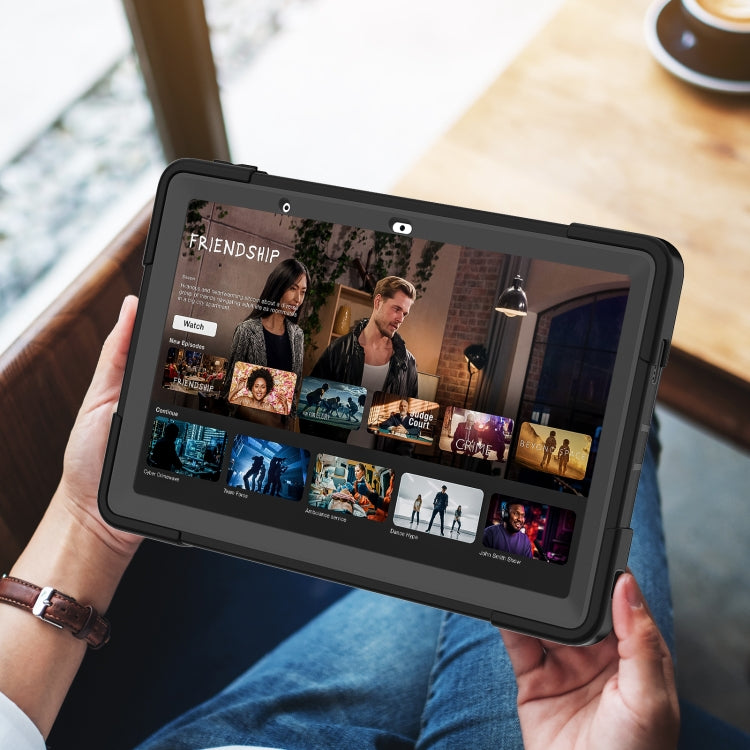 For Lenovo Tab M10 5G 10.6 inch Contrast Color Silicone PC Tablete Case with Holder(Black) - Lenovo by buy2fix | Online Shopping UK | buy2fix