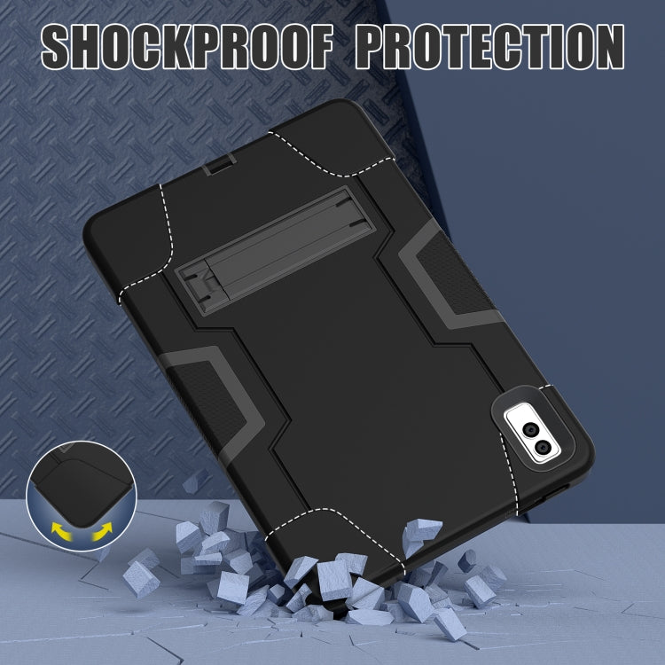 For Lenovo Tab M10 5G 10.6 inch Contrast Color Silicone PC Tablete Case with Holder(Black) - Lenovo by buy2fix | Online Shopping UK | buy2fix