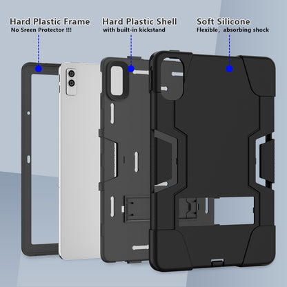 For Lenovo Tab M10 5G 10.6 inch Contrast Color Silicone PC Tablete Case with Holder(Black) - Lenovo by buy2fix | Online Shopping UK | buy2fix