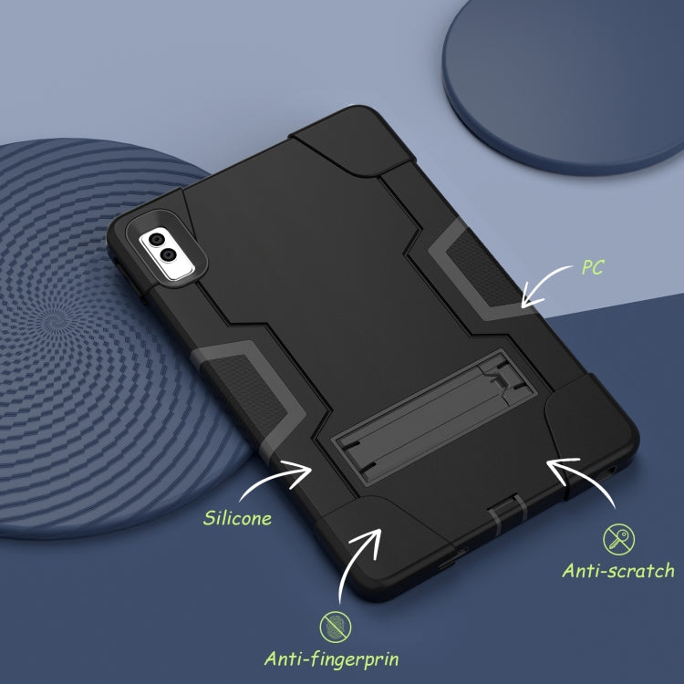 For Lenovo Tab M10 5G 10.6 inch Contrast Color Silicone PC Tablete Case with Holder(Black) - Lenovo by buy2fix | Online Shopping UK | buy2fix