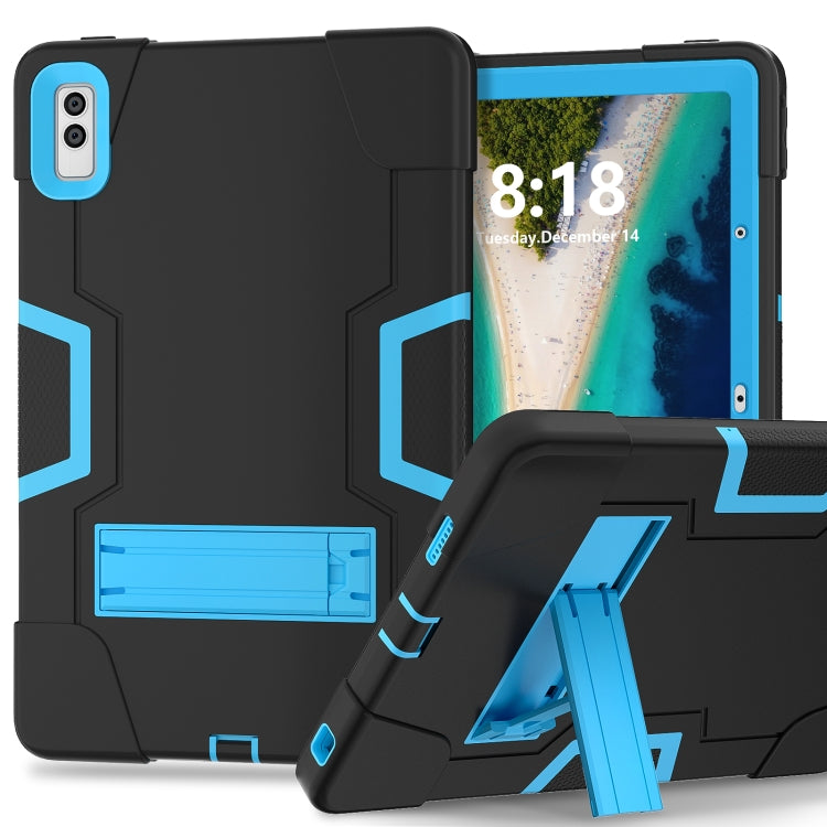 For Lenovo Tab M10 5G 10.6 inch Contrast Color Silicone PC Tablete Case with Holder(Black + Blue) - Lenovo by buy2fix | Online Shopping UK | buy2fix