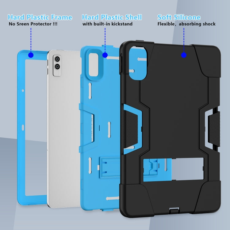For Lenovo Tab M10 5G 10.6 inch Contrast Color Silicone PC Tablete Case with Holder(Black + Blue) - Lenovo by buy2fix | Online Shopping UK | buy2fix