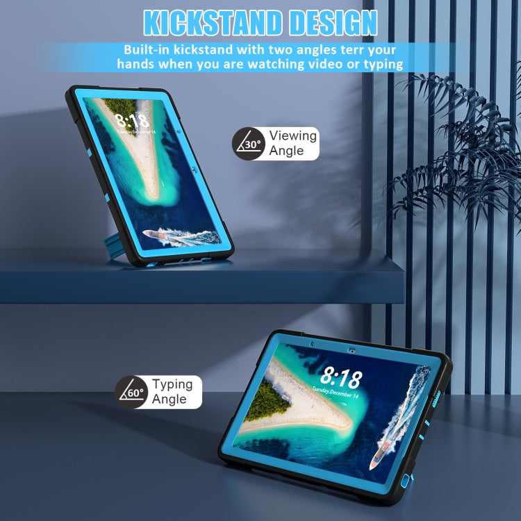 For Lenovo Tab M10 5G 10.6 inch Contrast Color Silicone PC Tablete Case with Holder(Black + Blue) - Lenovo by buy2fix | Online Shopping UK | buy2fix