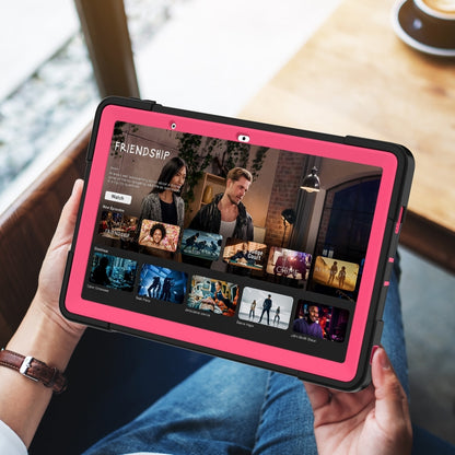 For Lenovo Tab M10 5G 10.6 inch Contrast Color Silicone PC Tablete Case with Holder(Black + Rose Red) - Lenovo by buy2fix | Online Shopping UK | buy2fix