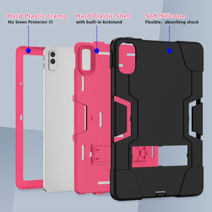 For Lenovo Tab M10 5G 10.6 inch Contrast Color Silicone PC Tablete Case with Holder(Black + Rose Red) - Lenovo by buy2fix | Online Shopping UK | buy2fix
