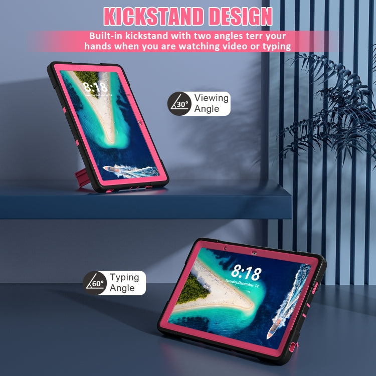 For Lenovo Tab M10 5G 10.6 inch Contrast Color Silicone PC Tablete Case with Holder(Black + Rose Red) - Lenovo by buy2fix | Online Shopping UK | buy2fix