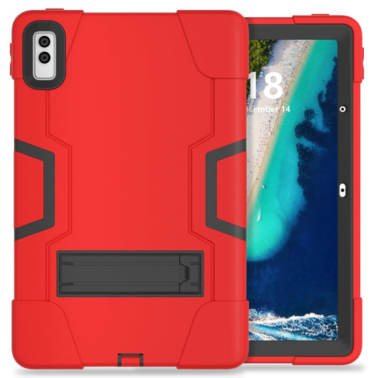 For Lenovo Tab M10 5G 10.6 inch Contrast Color Silicone PC Tablete Case with Holder(Red Black) - Lenovo by buy2fix | Online Shopping UK | buy2fix