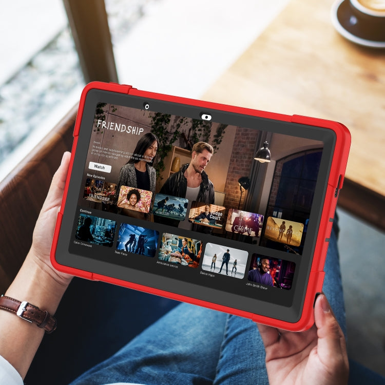 For Lenovo Tab M10 5G 10.6 inch Contrast Color Silicone PC Tablete Case with Holder(Red Black) - Lenovo by buy2fix | Online Shopping UK | buy2fix